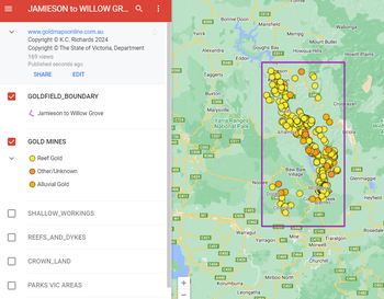 Jamieson to Willow Grove Goldfield District